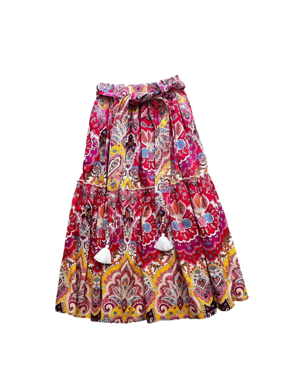 Millie (Anthropologie) Francoise Midi Skirt Colorful Cotton Boho Tiered NWT XS - Picture 2 of 5